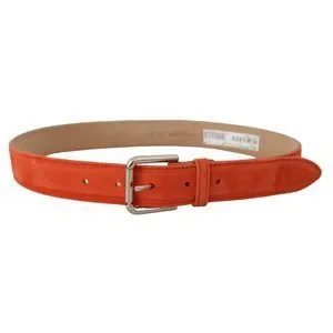 Dolce & Gabbana Italy Orange Leather Silver Metallic Logo Wrap Belt Band 80 / 32 DOLCE & GABBANA Belt Metallic Leather Silver Tone Logo  main image 4